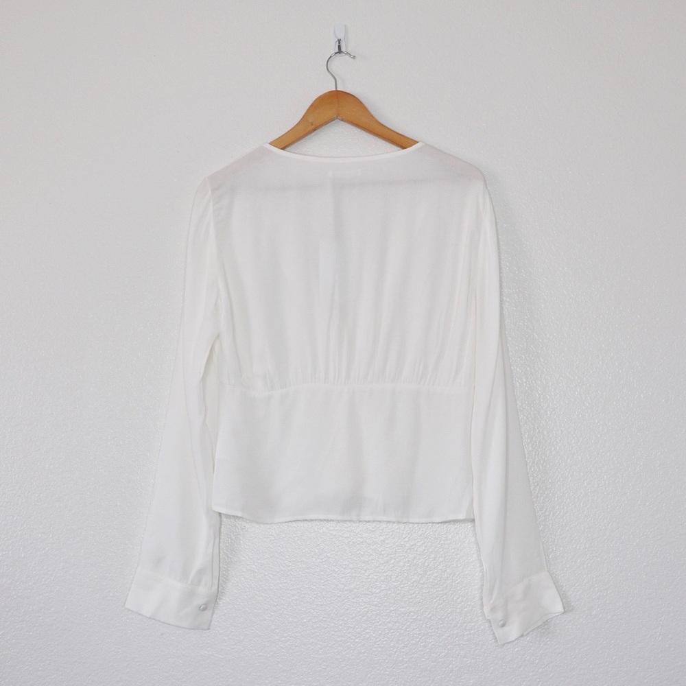 Reformation Fulham Long Sleeve Buttoned Ivory Top - Picture 4 of 7